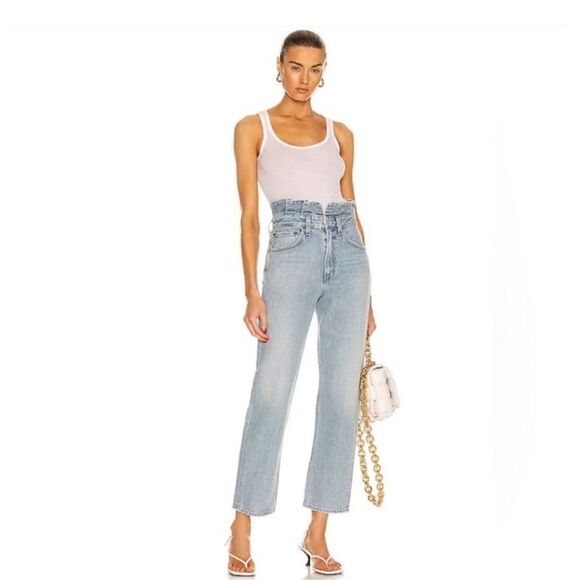 Agolde Denim - Agolde lettuce baseband reworked her fitted 90s jeans size 24